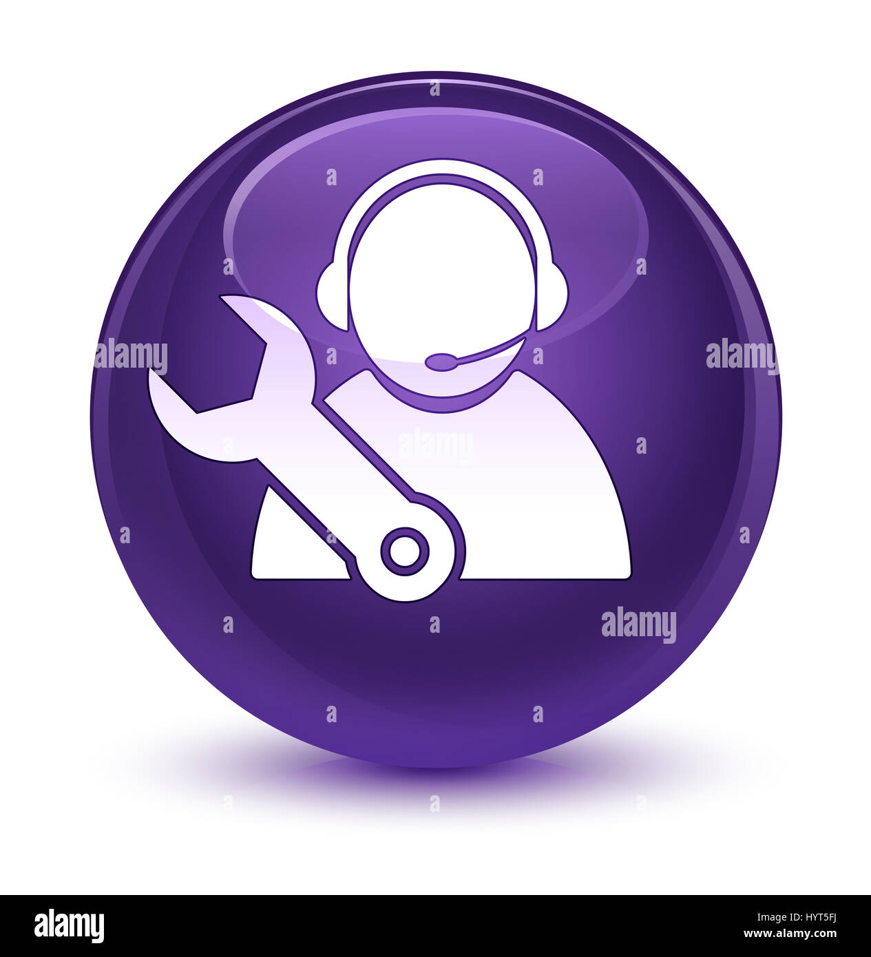 Tech support icon isolated on glassy purple round button abstract ...