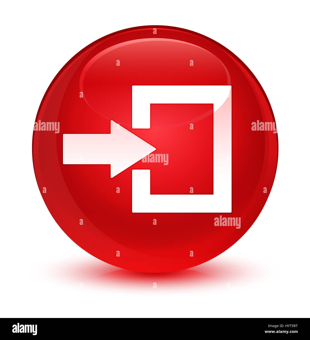 Login icon isolated on glassy red round button abstract illustration ...
