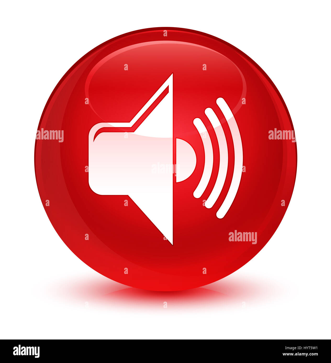 Volume icon isolated on glassy red round button abstract illustration ...