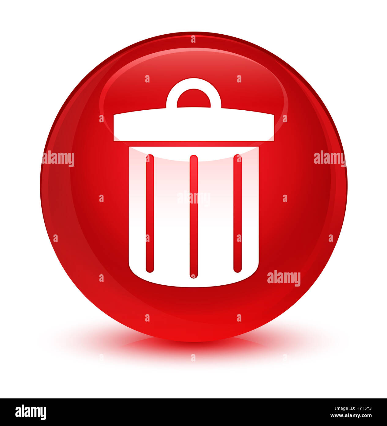Recycle bin icon isolated on glassy red round button abstract