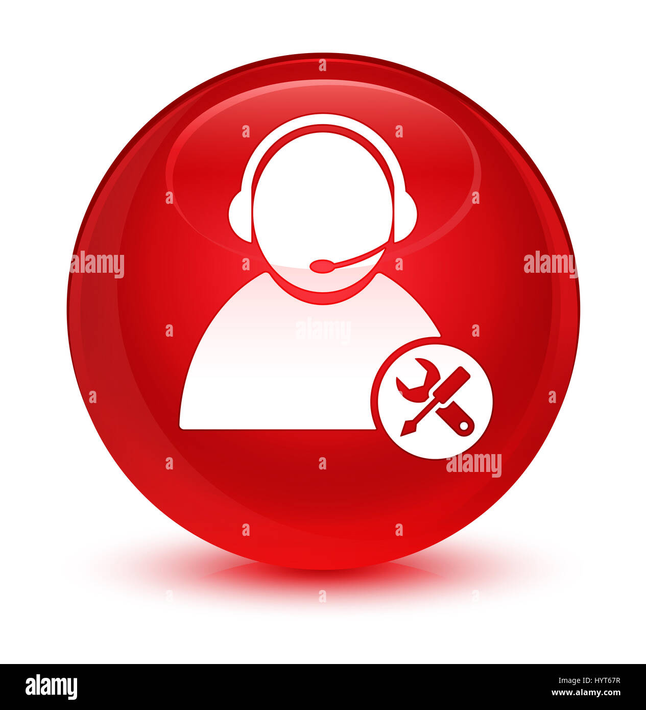 Tech support icon isolated on glassy red round button abstract ...