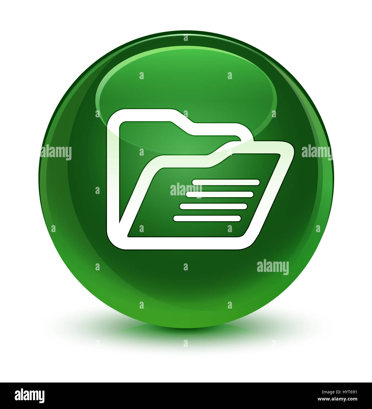 Folder icon isolated on glassy soft green round button abstract ...