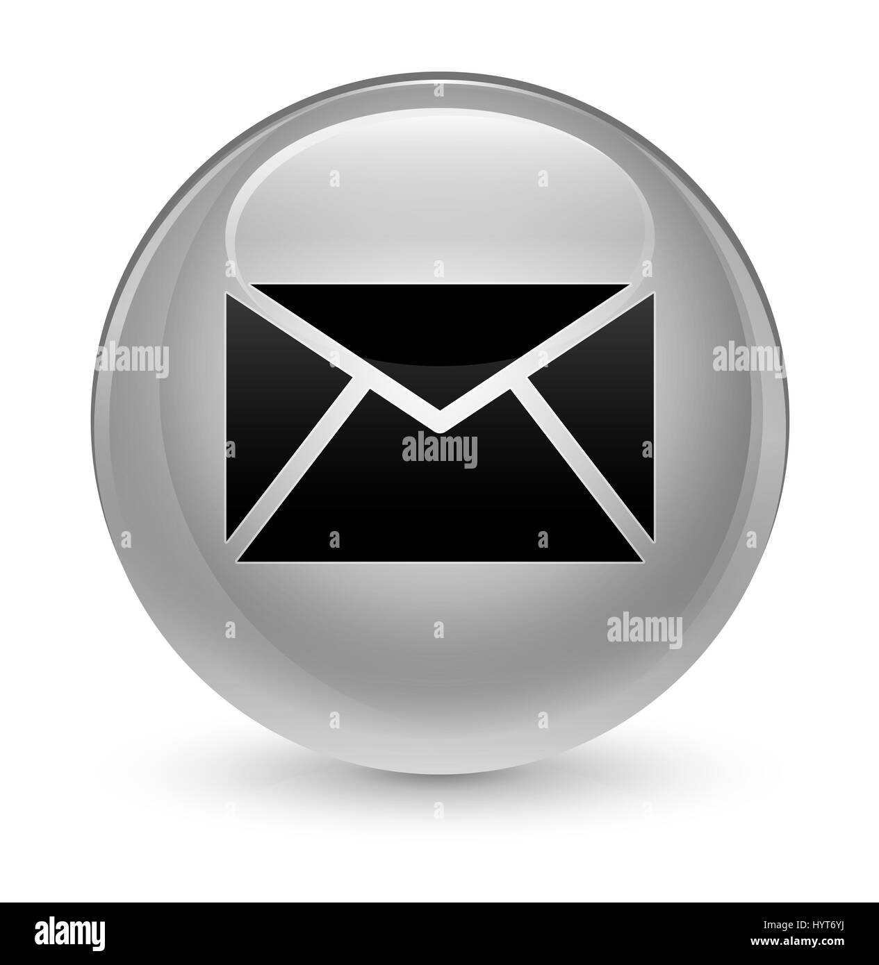 Email icon isolated on glassy white round button abstract illustration ...
