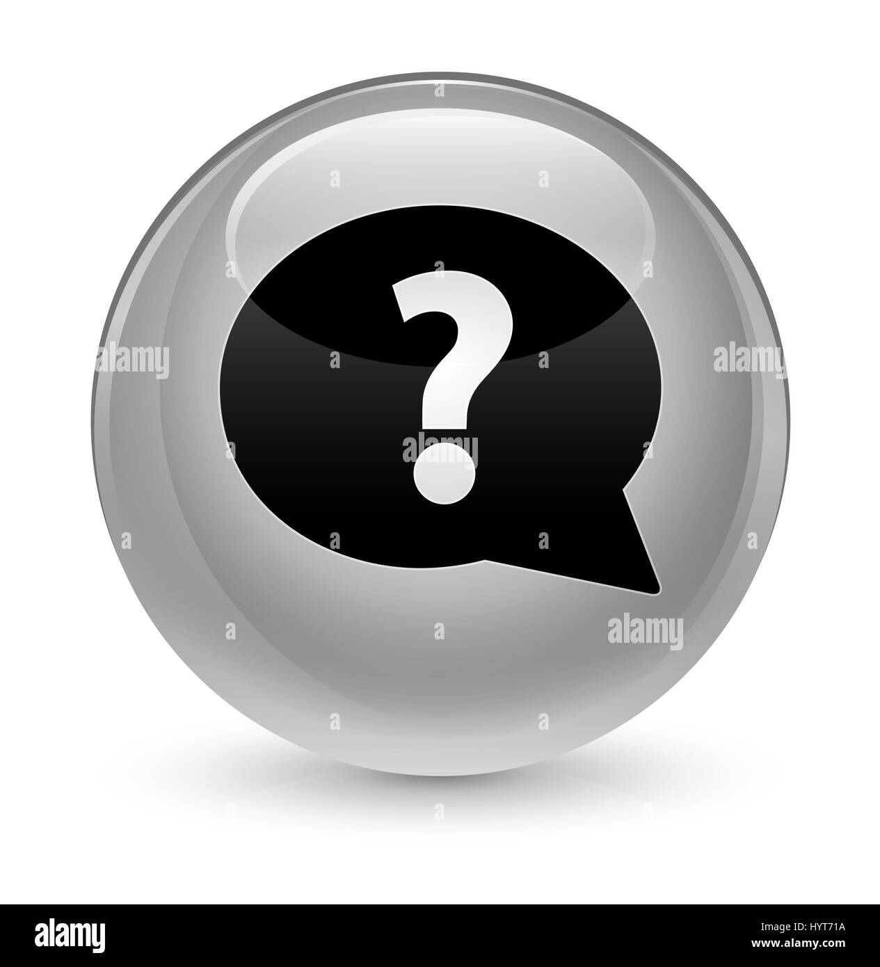 Question mark bubble icon isolated on glassy white round button ...