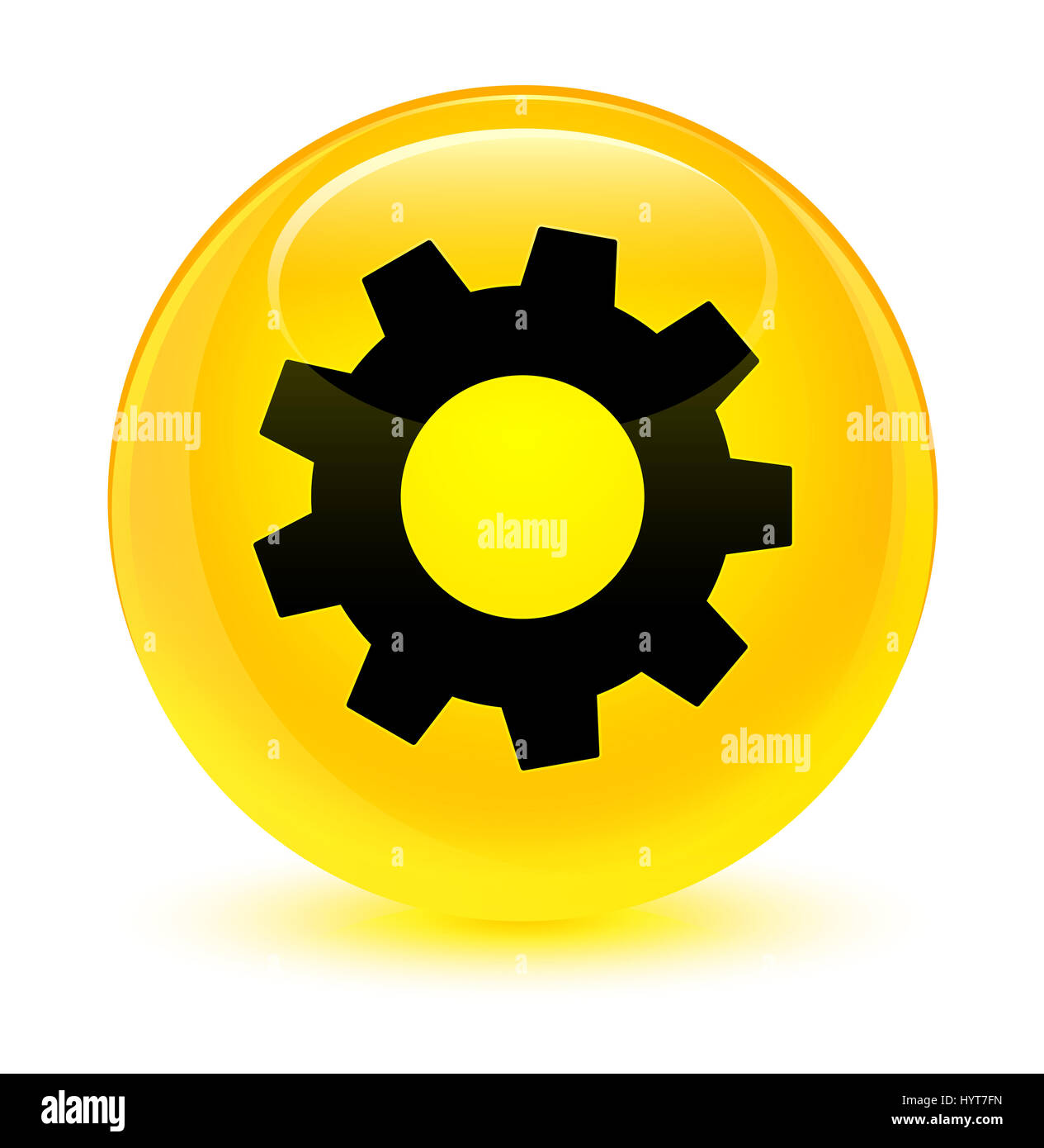 Yellow gear symbol process Cut Out Stock Images & Pictures - Alamy