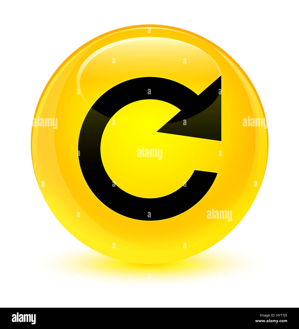 Reply rotate icon isolated on glassy yellow round button abstract ...