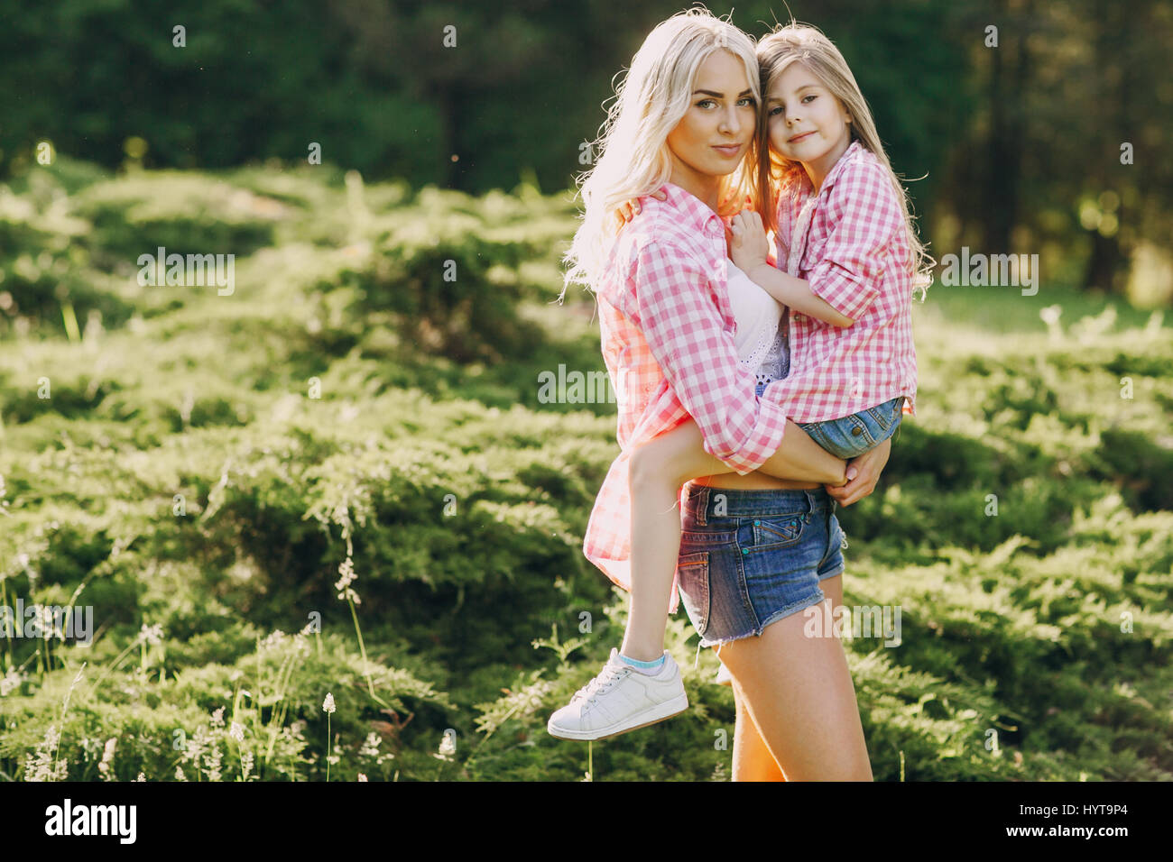 young family mother and daughter Stock Photo