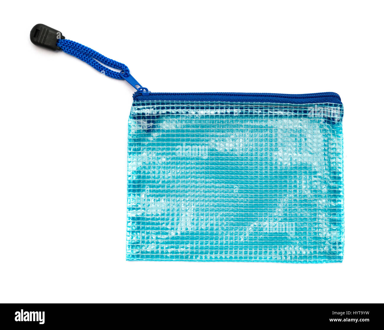 blue reinforced plastic bag with zip on white background Stock Photo