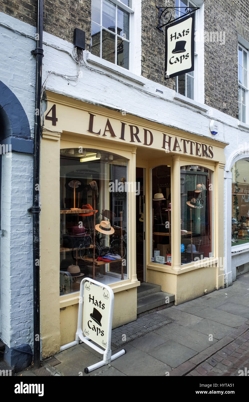 Laird Hatters shop in Green Street Cambridge UK Stock Photo