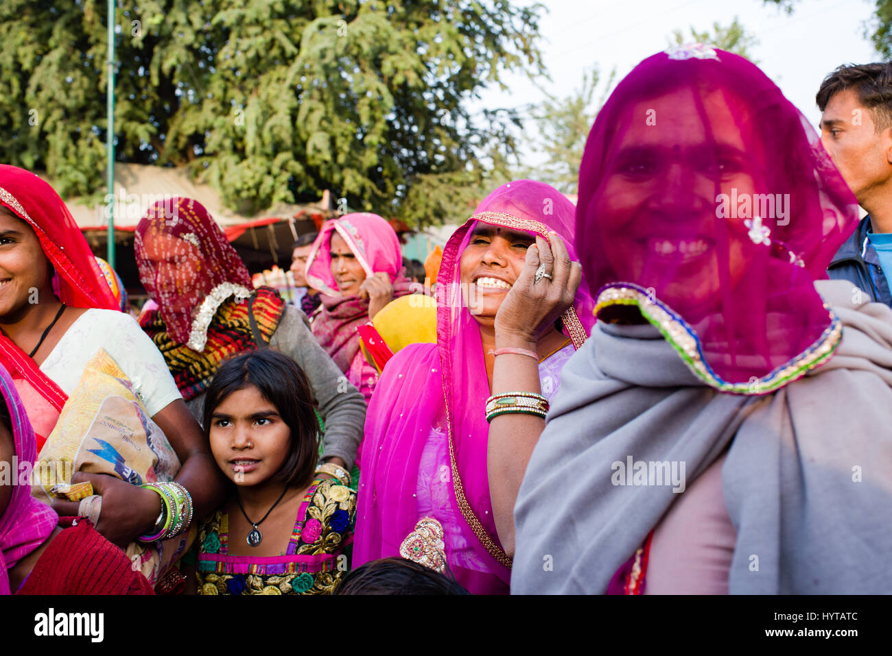 A family of pilgrims at Pushkar festival, Rajasthan. The Pushkar Fair ...