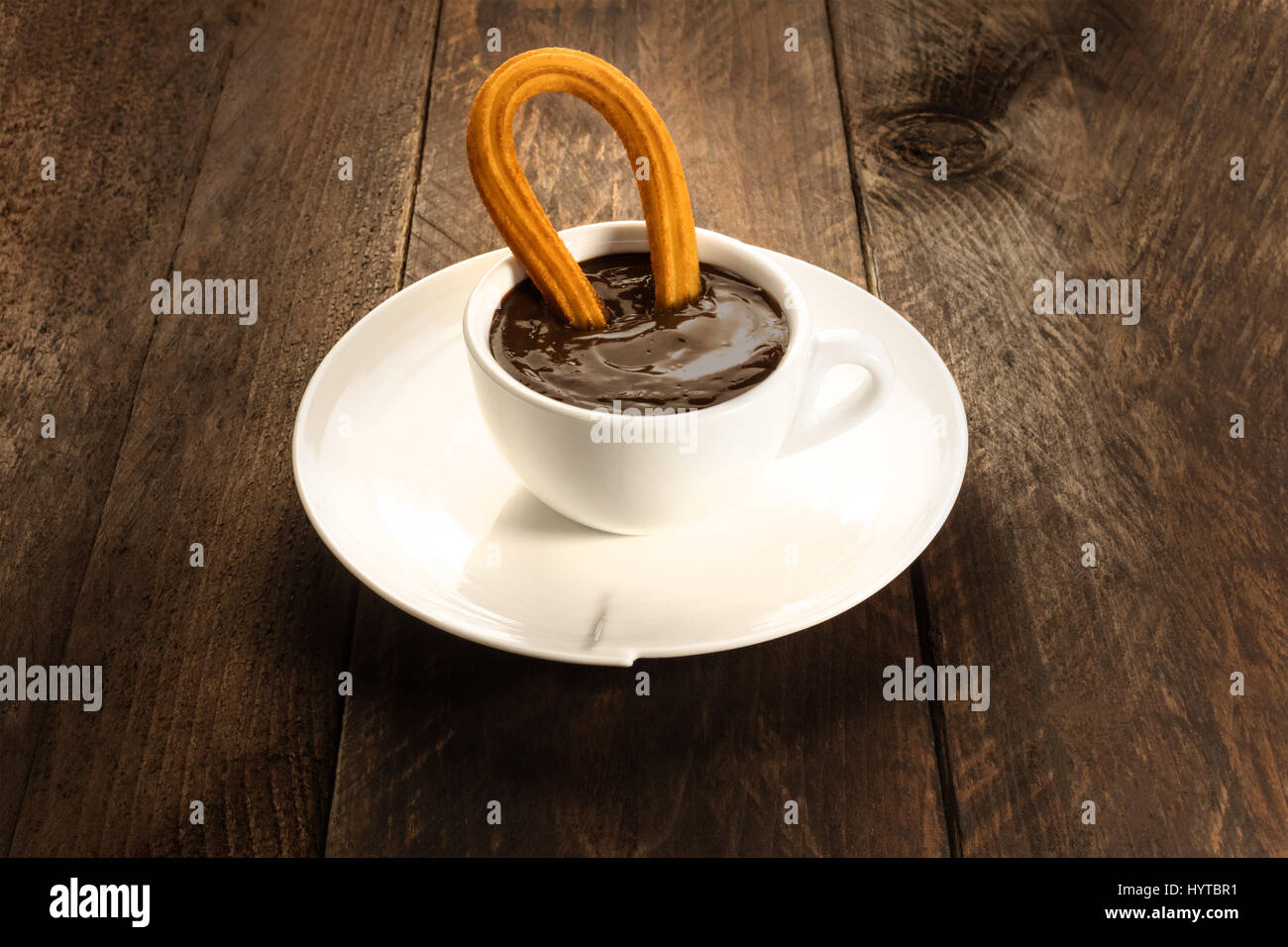 Photo of churros con chocolate, traditional Spanish dessert Stock Photo