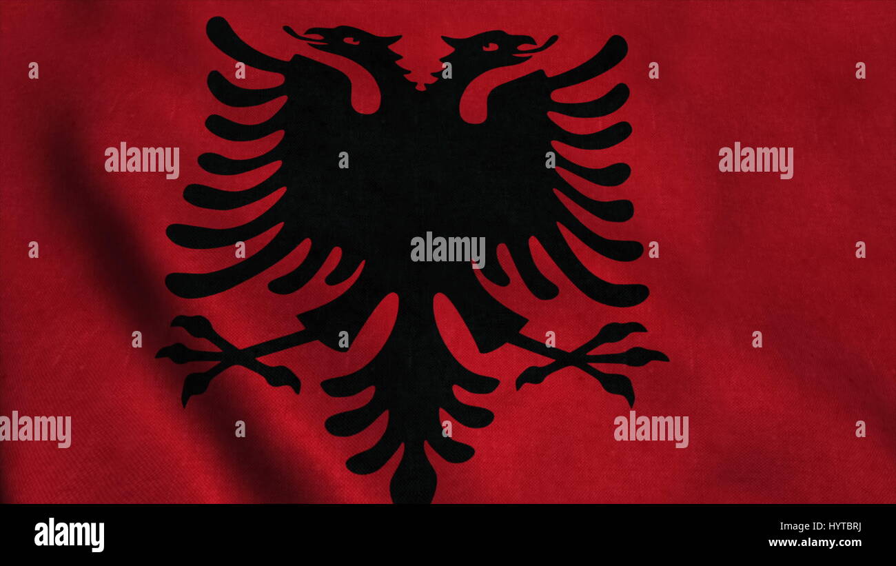 Realistic Ultra-HD flag of the Albania waving in the wind. Seamless ...