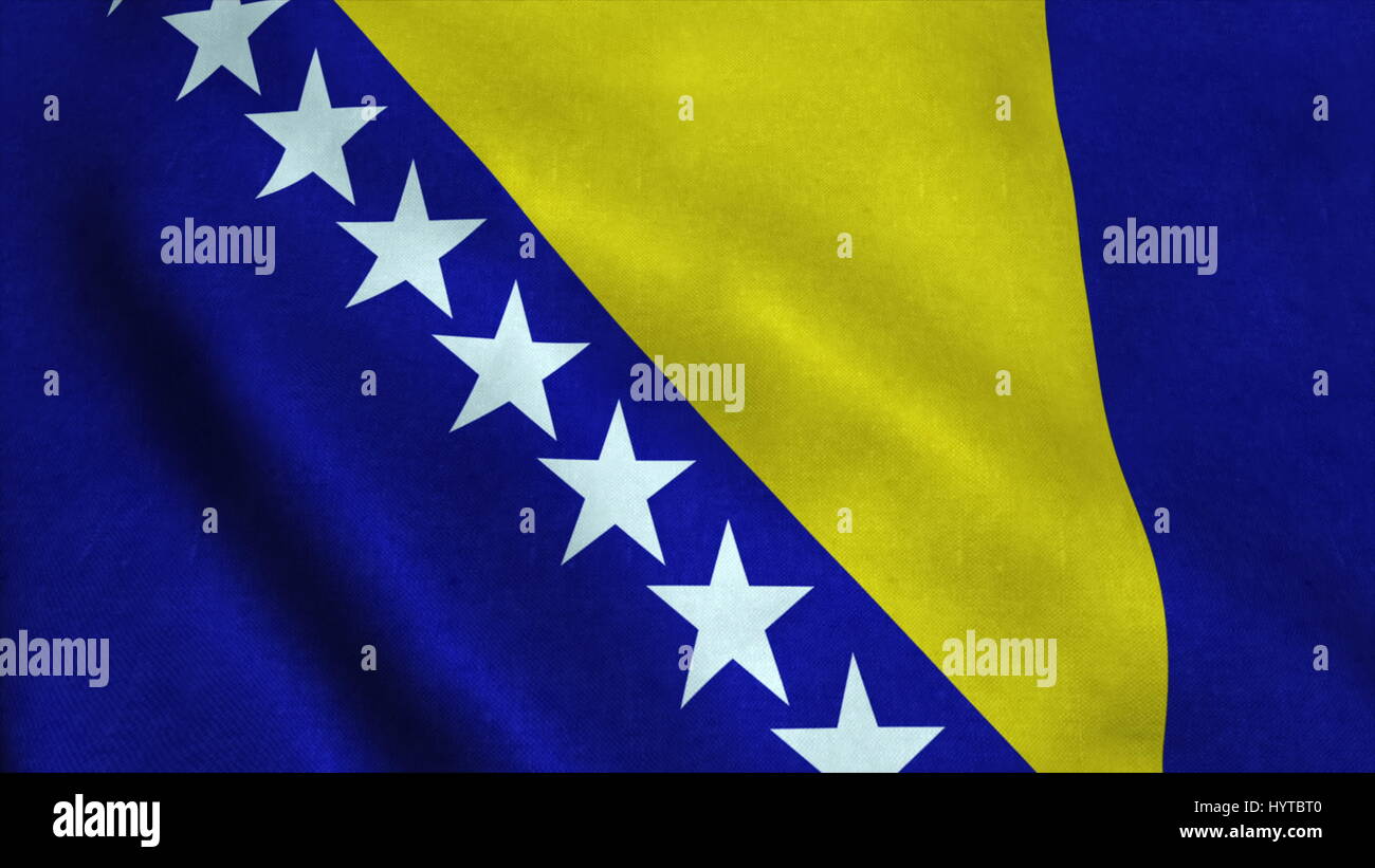 Realistic Ultra-HD flag of the Bosnia and Herzegovina waving in the ...