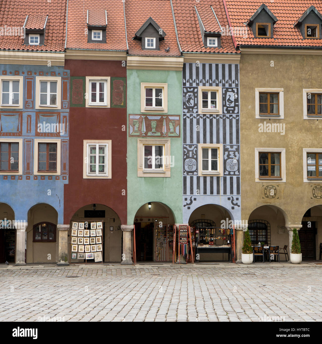 Historical facades on the market square of Poznan in Poland Stock Photo