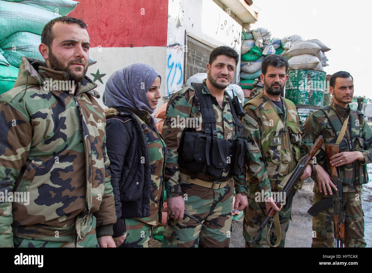 Syrian Army soldiers near Douma near Damascus Stock Photo Alamy