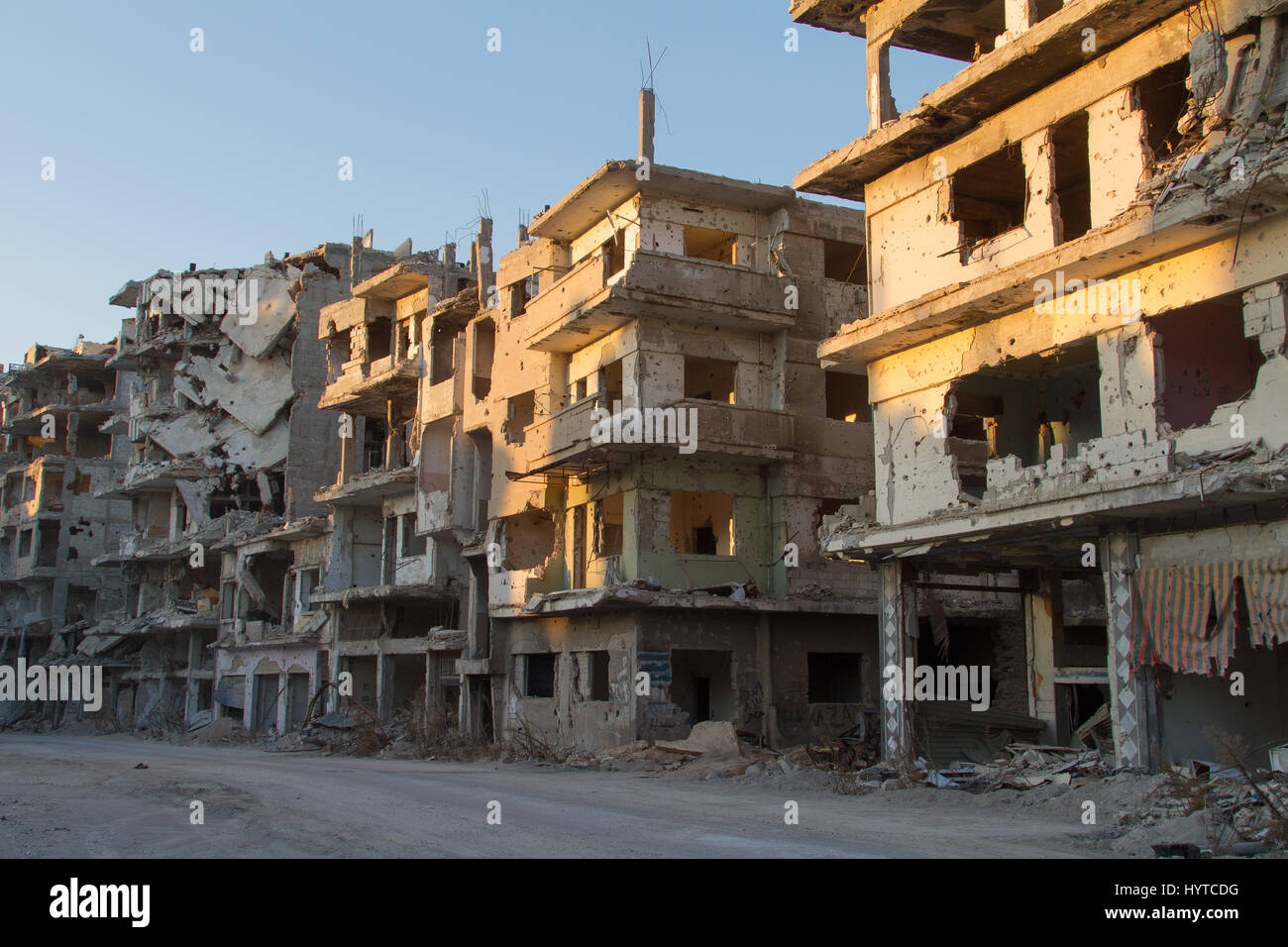 Destroyed Homs centre, Syria Stock Photo