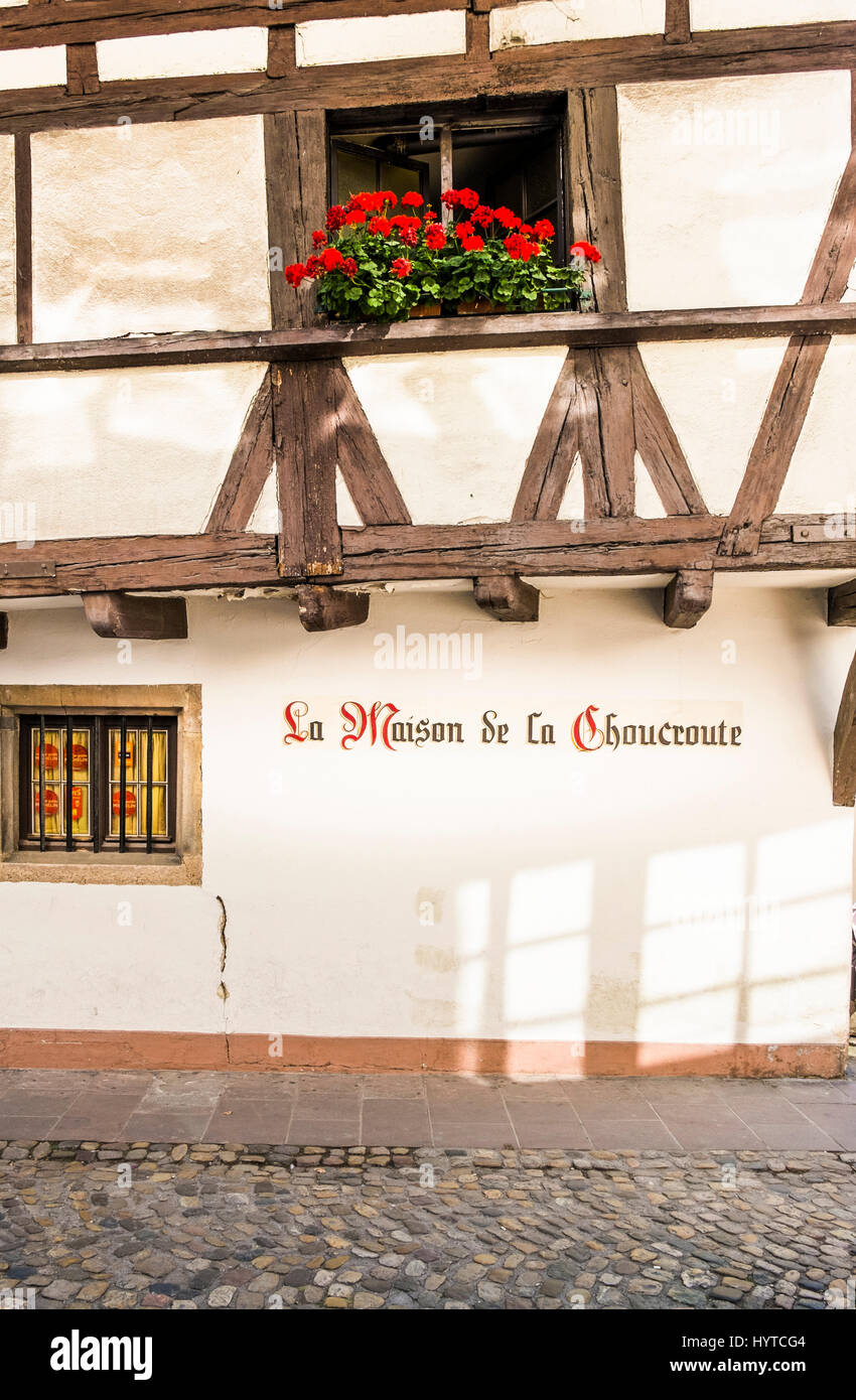 facade of restaurant la maison des tanneurs, la maison  de la choucroute Stock Photo
