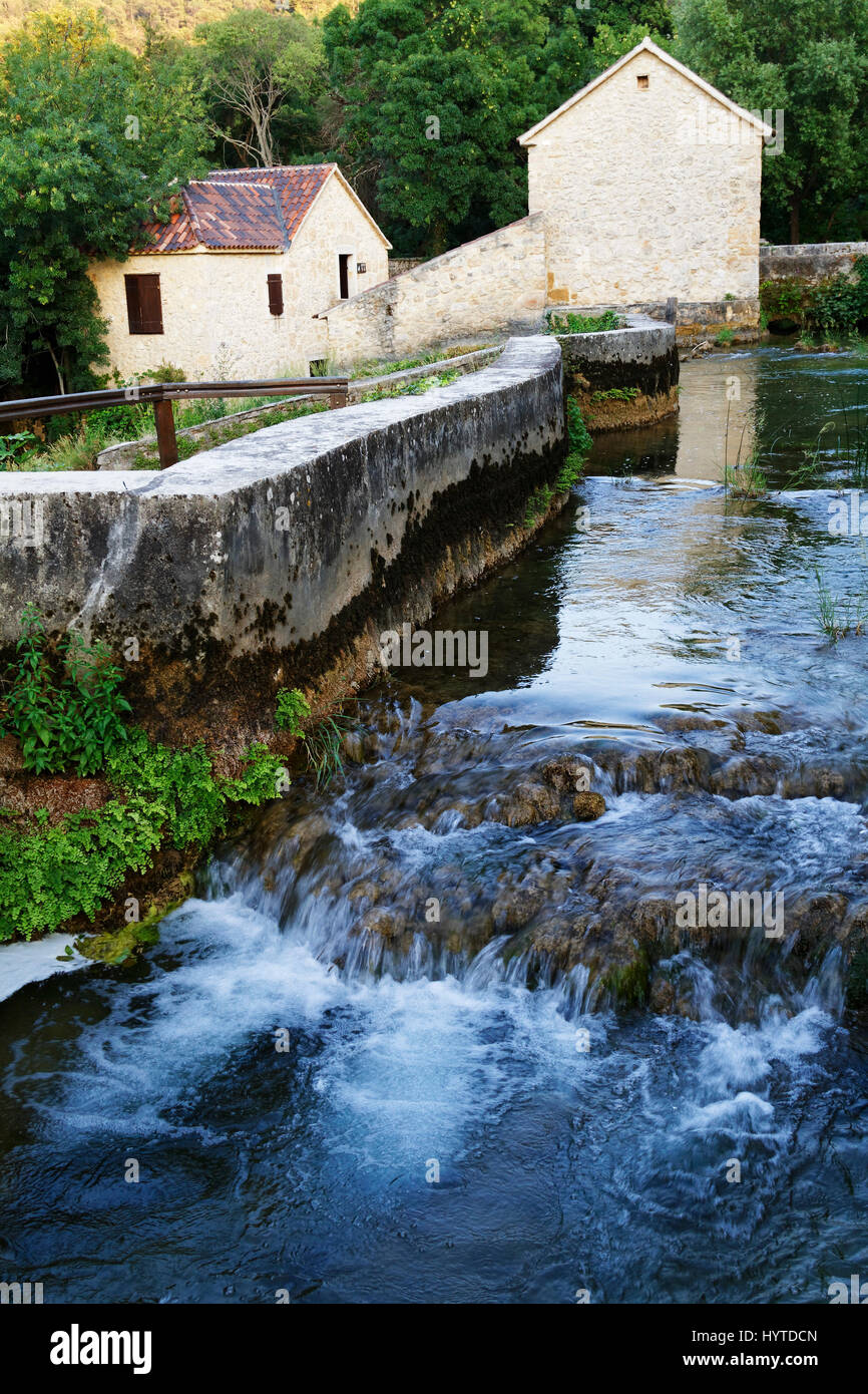 Watermill on the Krka River Stock Photo