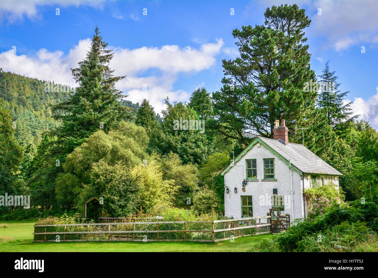House near Glendalough Upper Lake, County Wicklow, Ireland Stock Photo