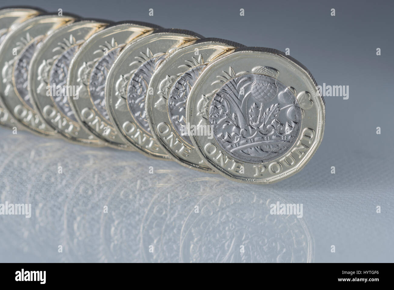 New £1 / One Pound coin / UK British Pound Coin. Stock Photo