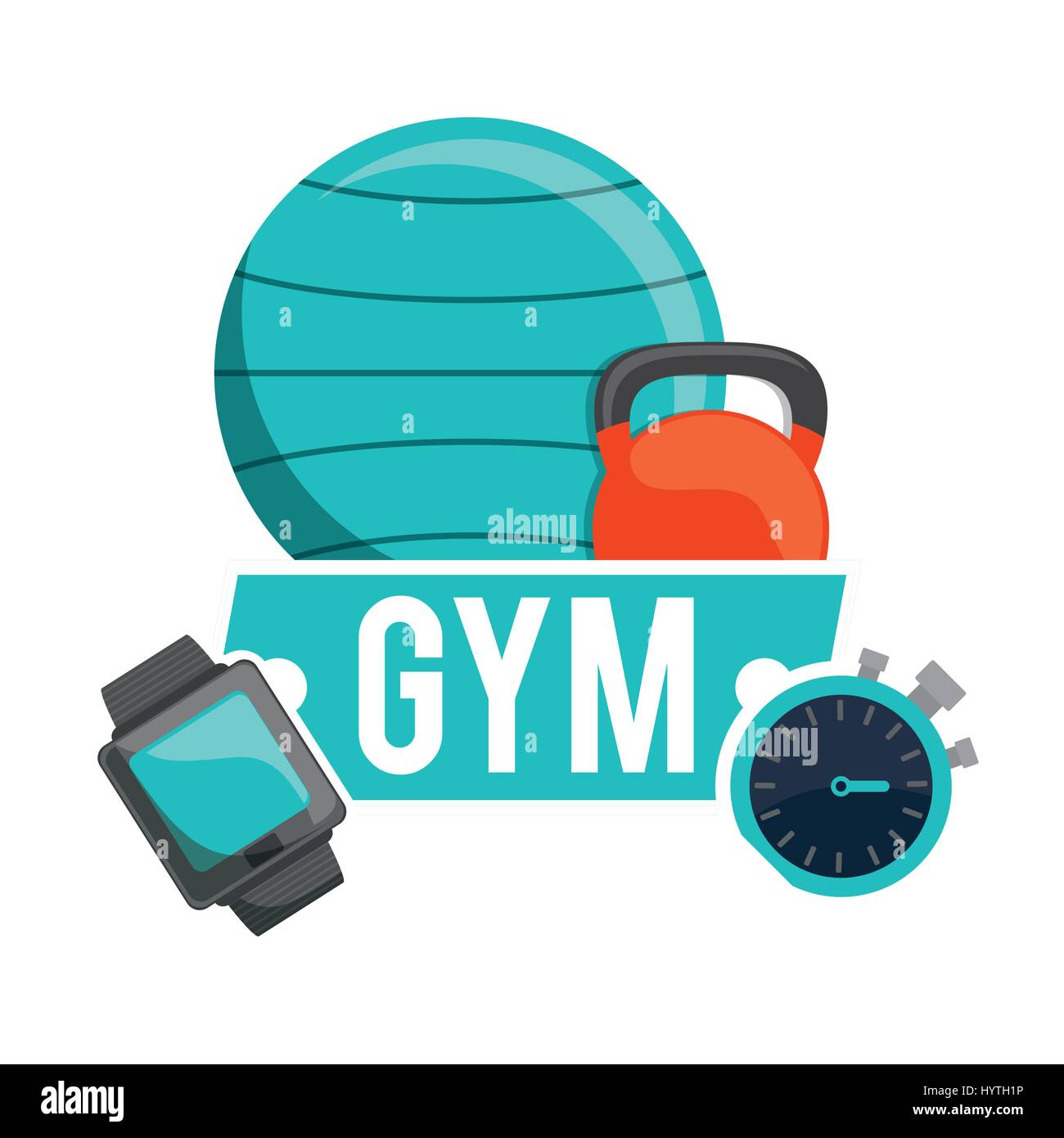 gym fitball barbell watch and chronometer Stock Vector Image & Art - Alamy