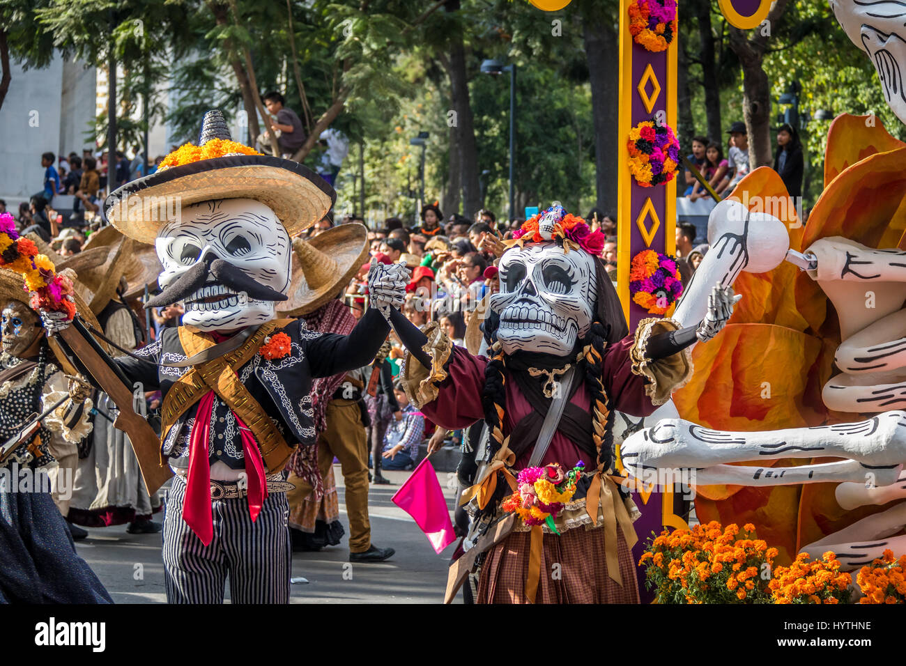 Day of the dead (Dia de los Muertos) parade in Mexico City Mexico