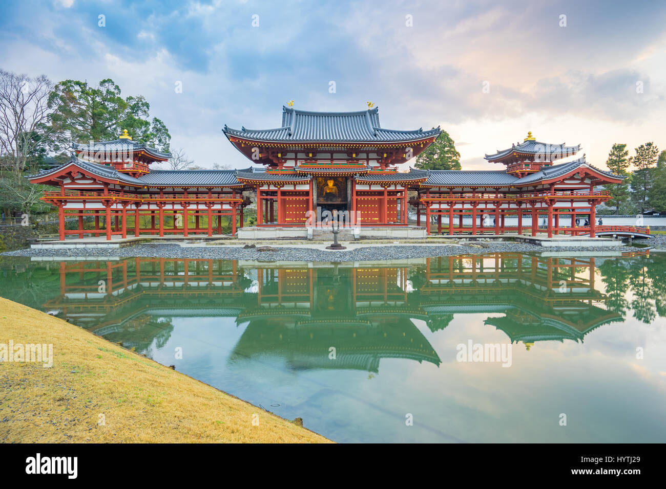 Kyoto, Japan - December 31, 2015: Byodo-in is a Buddhist temple in the city of Uji in Kyoto Prefecture, Japan. It is jointly a temple of the Jodo-shu  Stock Photo