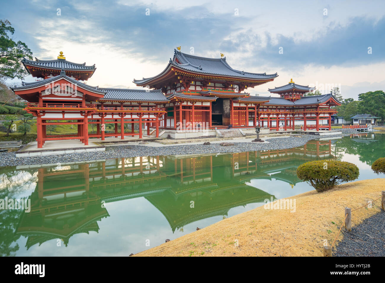 Kyoto, Japan - December 31, 2015: Byodo-in is a Buddhist temple in the city of Uji in Kyoto Prefecture, Japan. It is jointly a temple of the Jodo-shu  Stock Photo