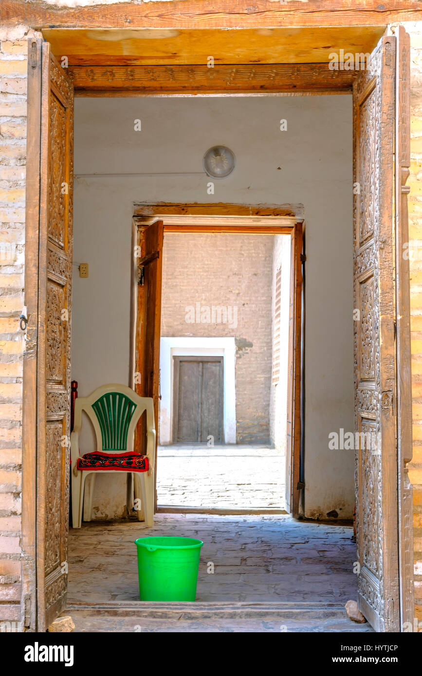 Old carved door in Khiva old town, Uzbekistan Stock Photo