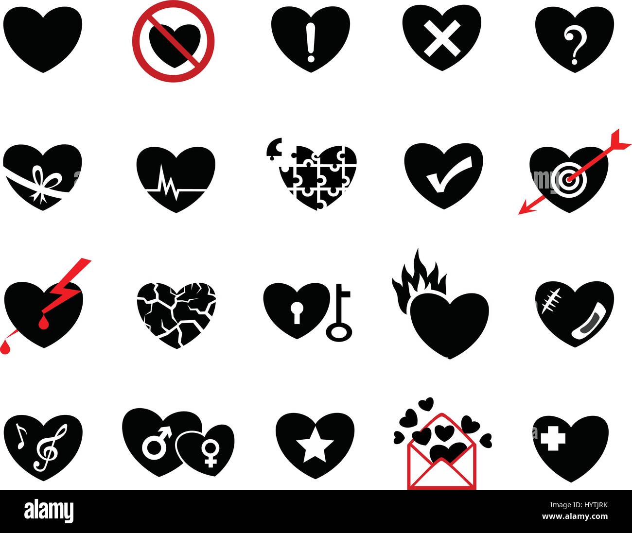 Heart Concept Icon Set Happy Sad Love Smart Painful