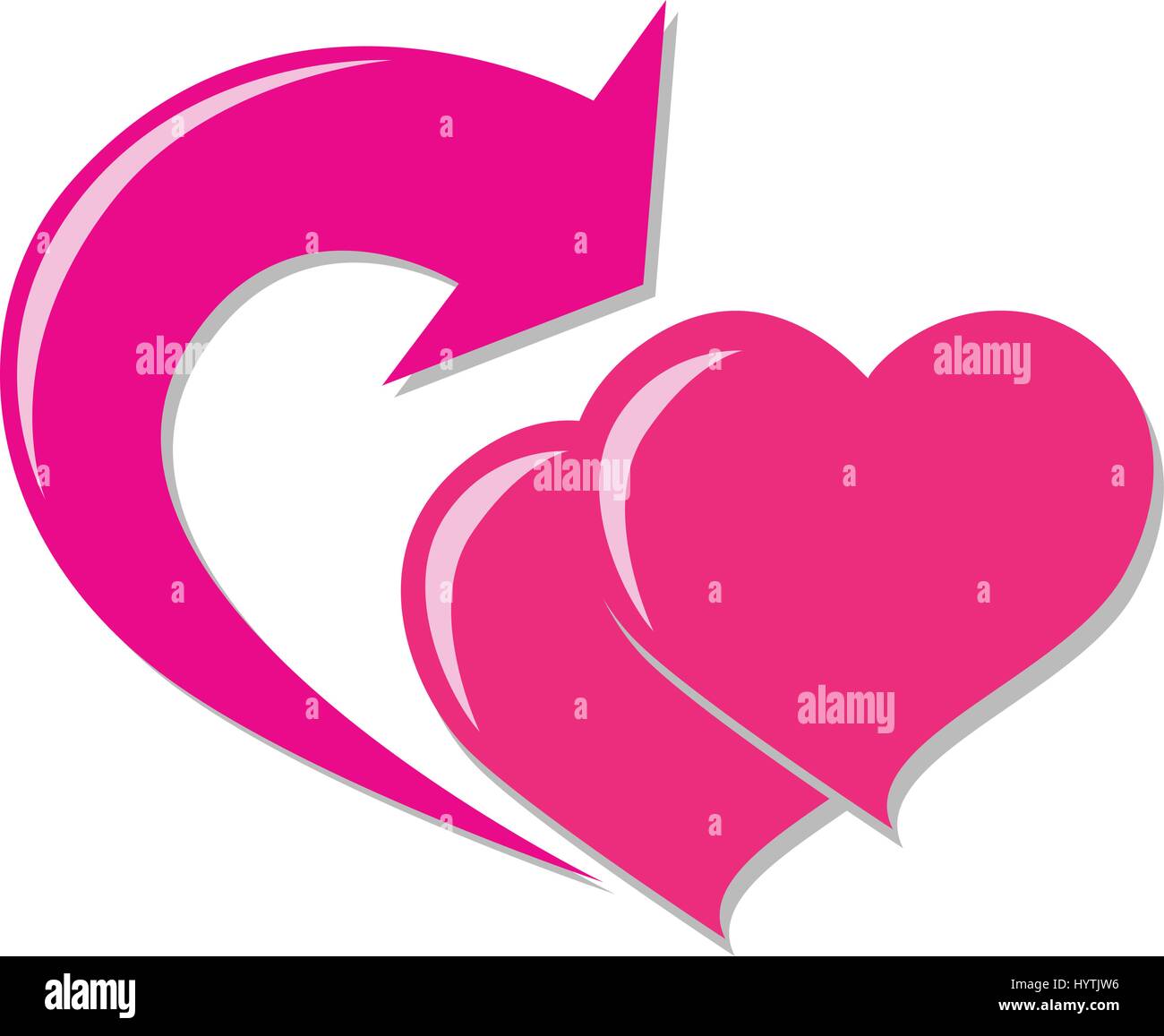 two pink heart and return arrow sign in love return concept icon Stock ...