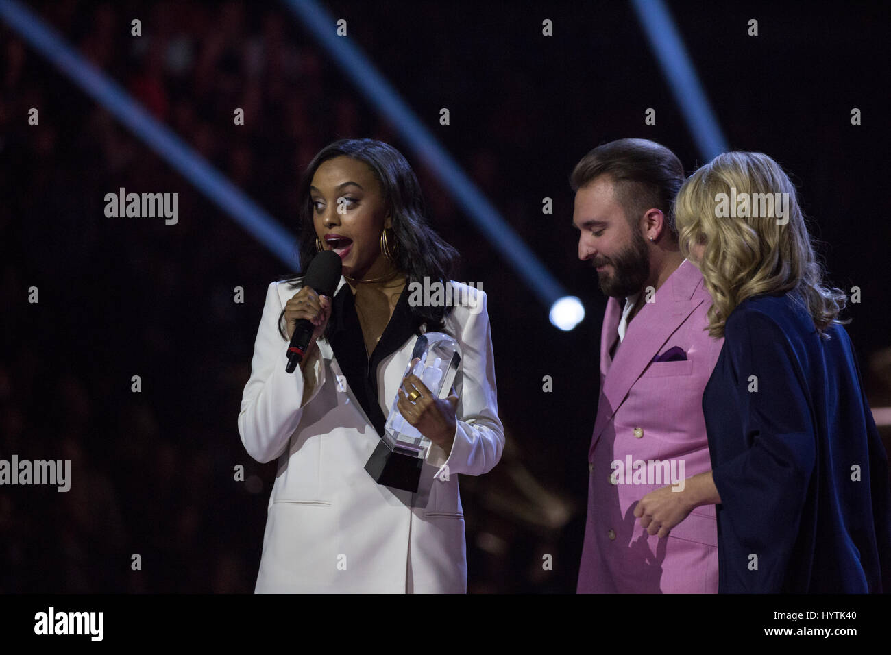 Ruth B accepts the Breakthrough Artist of the Year Award at the 2017 Juno Awards. Stock Photo