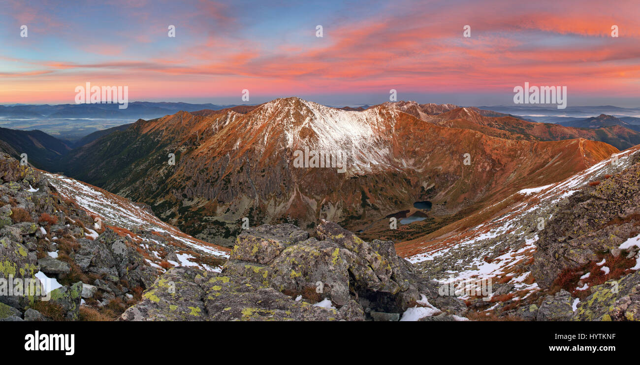 Mountain sunrise landscape panorama, Slovakia Stock Photo