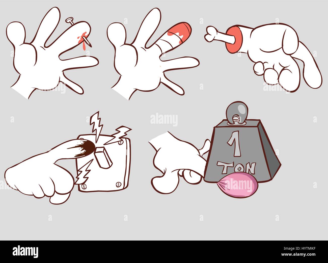 hand accidents illustration(black and white Stock Vector Image & Art - Alamy