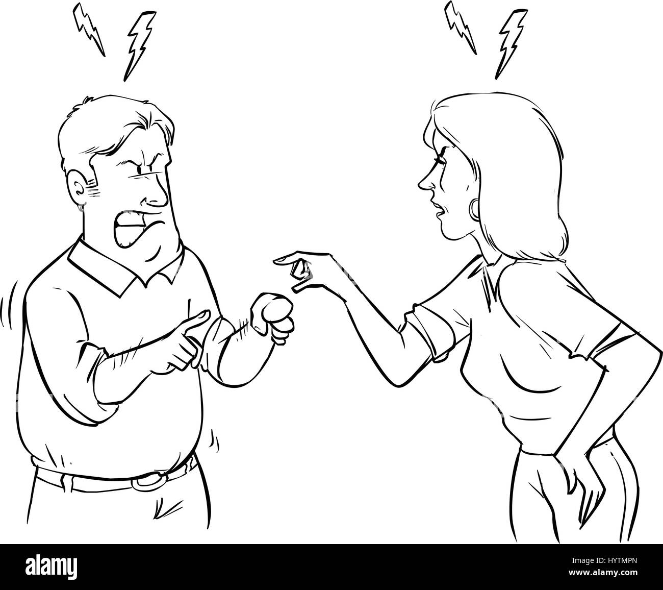 vector illustration of a husband and wife arguing Stock Vector