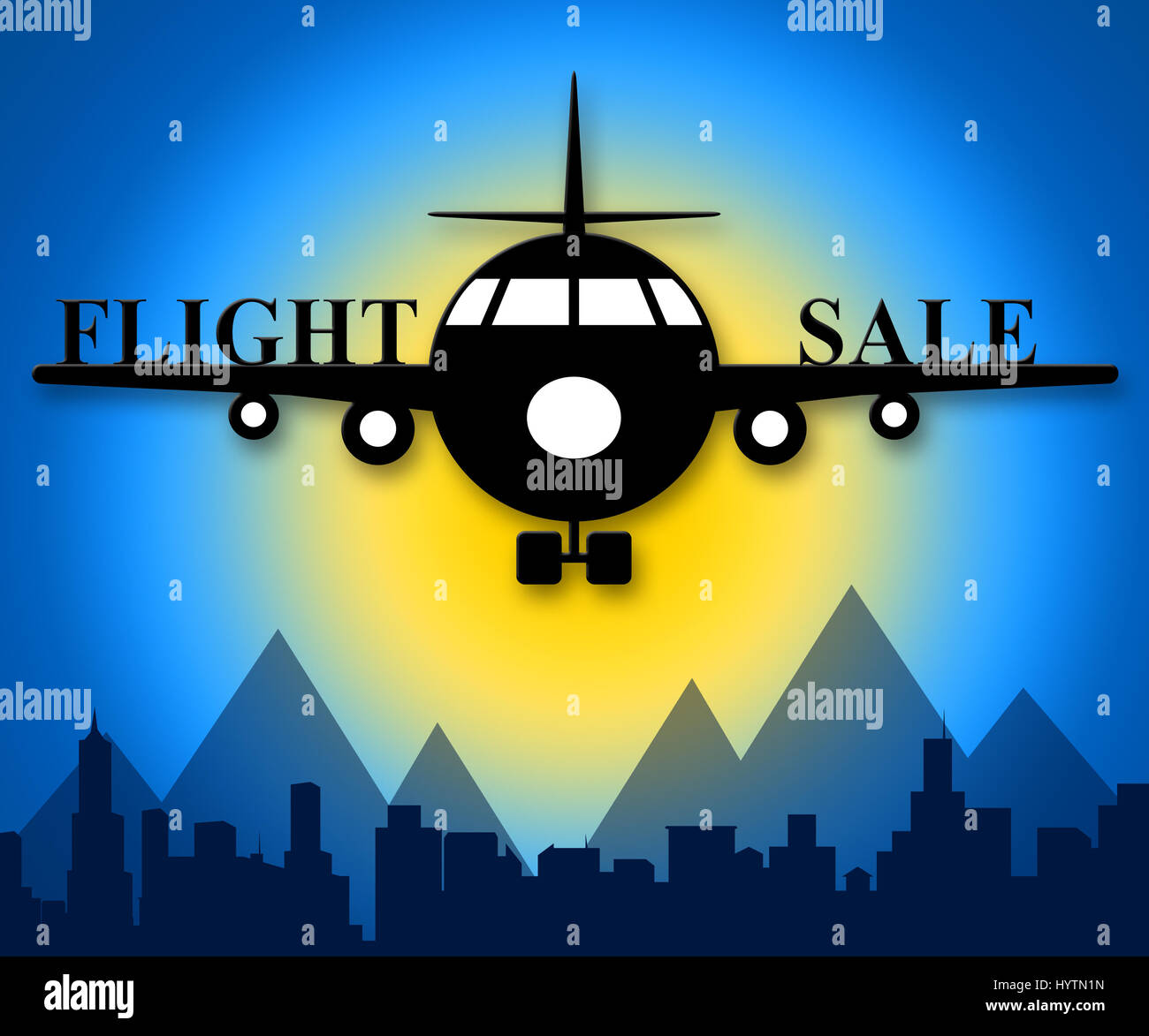 Flight Sale Plane Means Low Cost Flights 3d Illustration Stock Photo