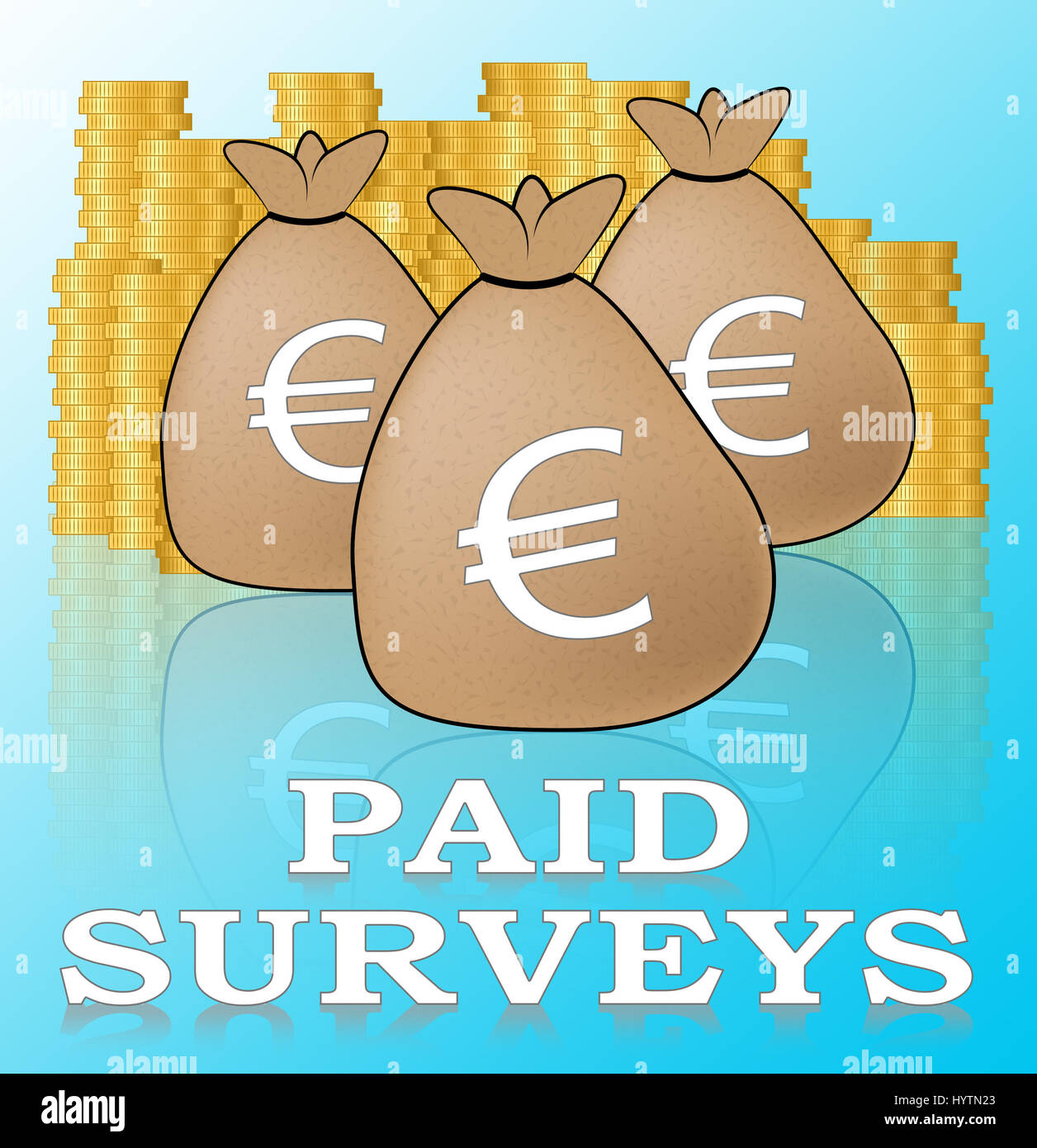 Euro Paid Surveys Sacks Means Market Research 3d Illustration Stock Photo