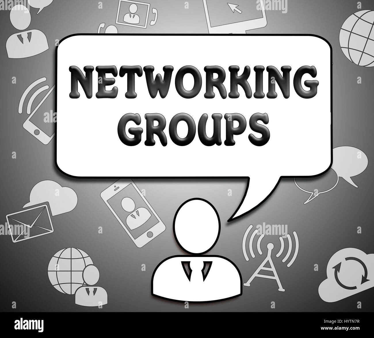 Networking Groups Icons Indicates Global Communications 3d Illustration