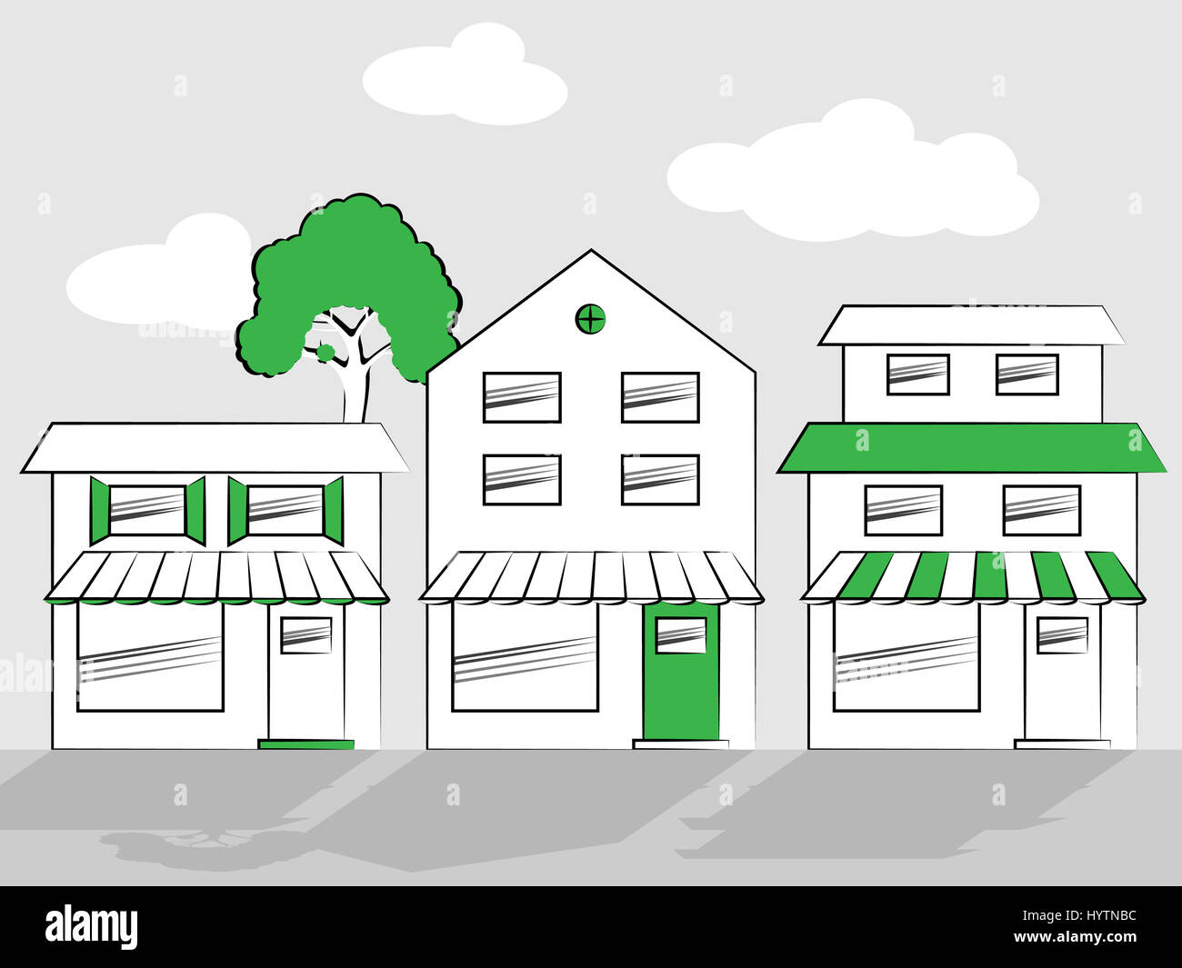 Shopping Street Meaning Store Sidewalk 3d Illustration Stock Photo Alamy