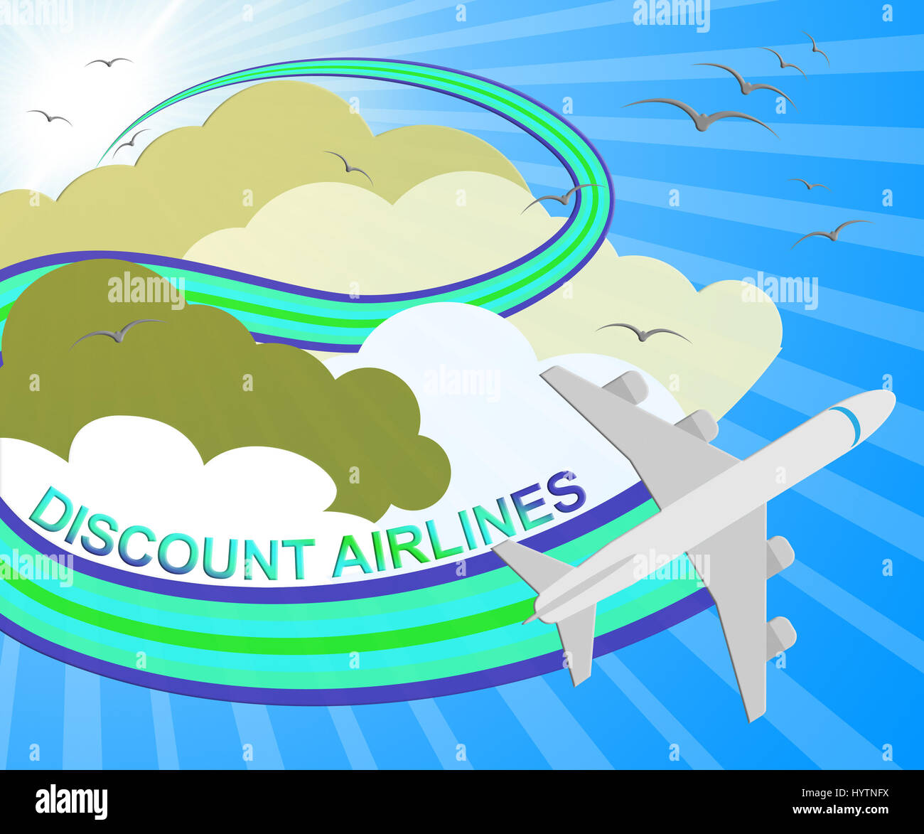 Discount Airlines Plane Showing Special Offer Flights 3d Illustration Stock Photo