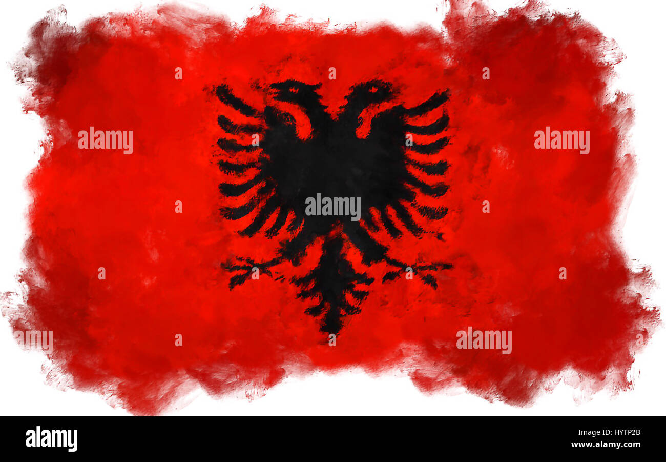 oil painting grunge effected illustration of ALBANIA flag Stock Photo