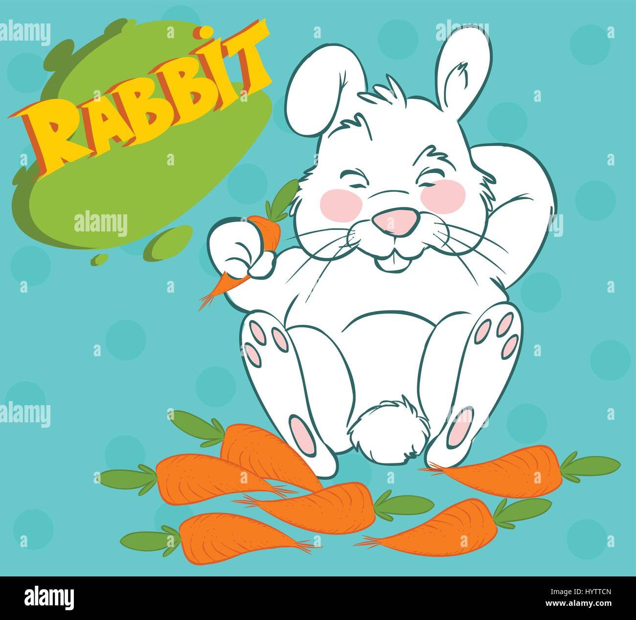 vector illustration of a  cute rabbits eat carrots Stock Vector