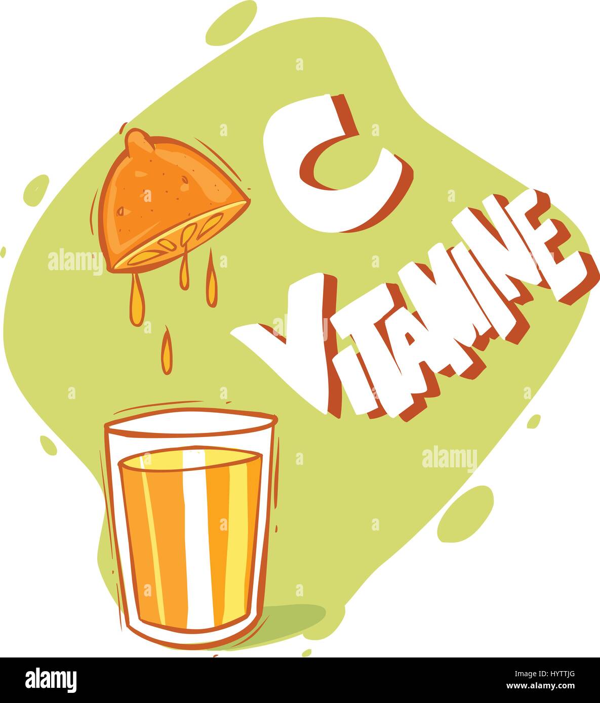 Orange juice in a glass. Vitamins for health. Very helpful Stock Vector