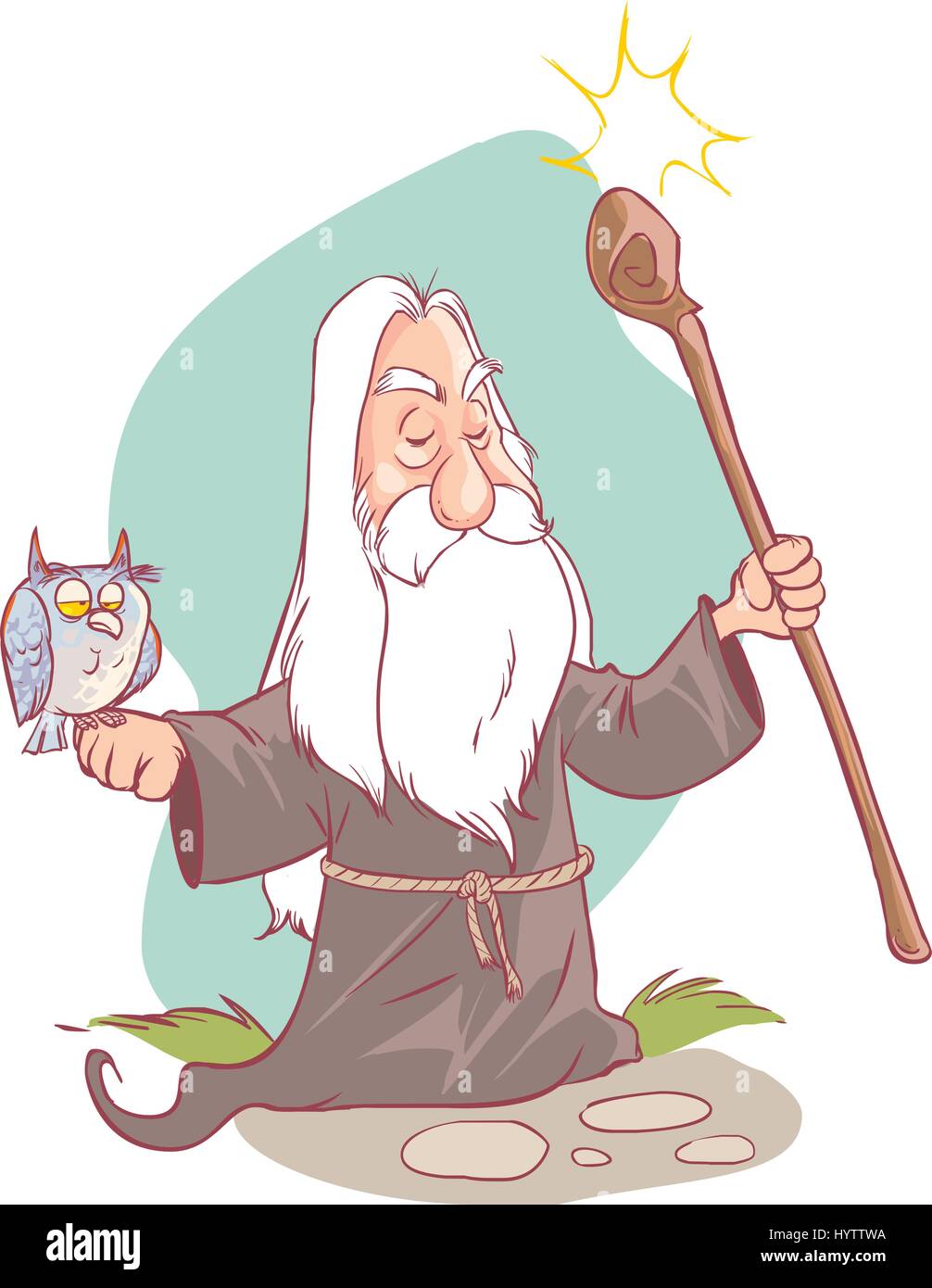 vector illustration of a old Wizard cartoon. Stock Vector