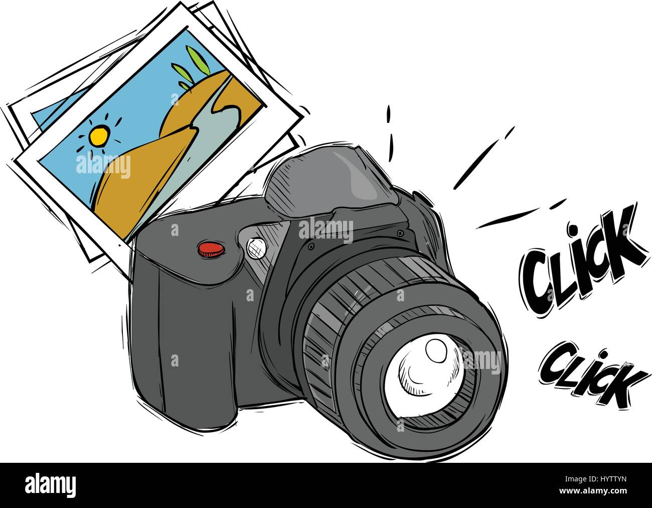 vector illustration of a cartoon photo camera Stock Vector