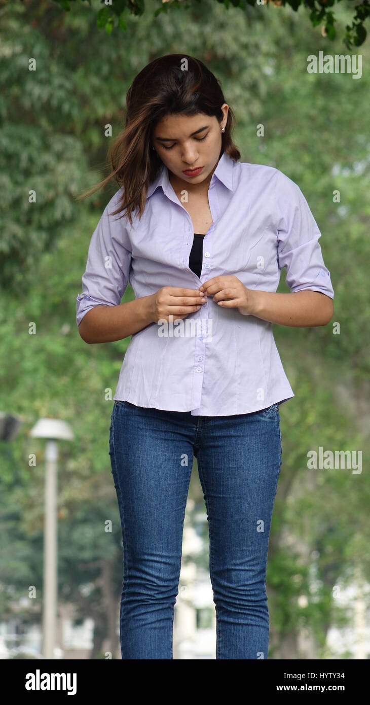 Female With Casual Shirt Stock Photo