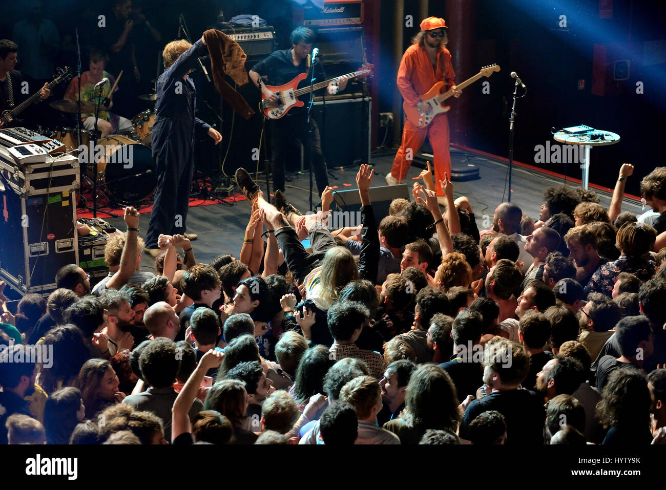 BARCELONA - JUN 5: Crowd in a concert at Primavera Sound 2016 Festival on June 5, 2016 in Barcelona, Spain. Stock Photo