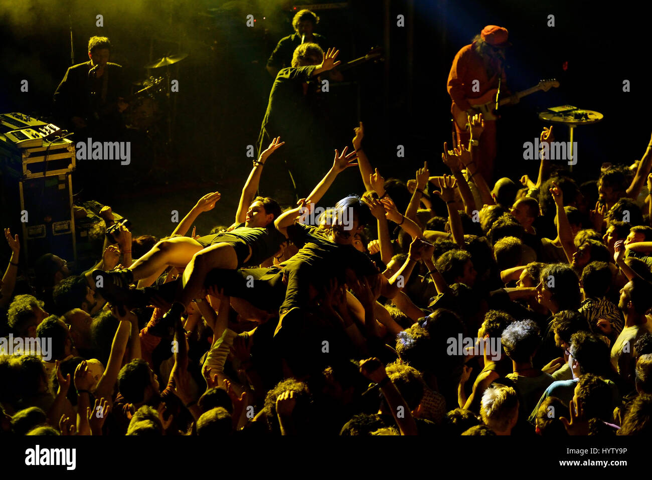 BARCELONA - JUN 5: Crowd in a concert at Primavera Sound 2016 Festival on June 5, 2016 in Barcelona, Spain. Stock Photo
