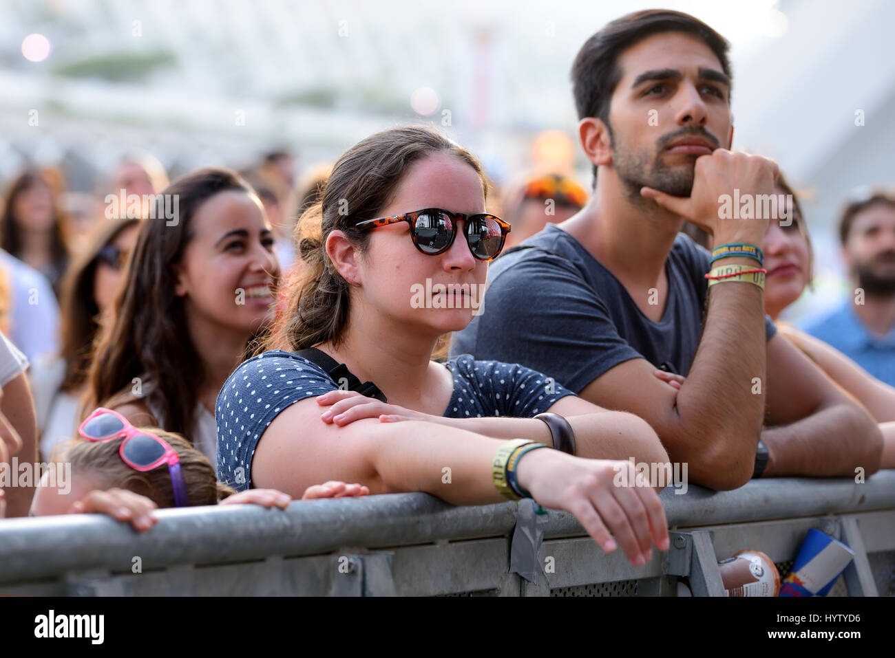 VALENCIA, SPAIN - JUN 10: The crowd at Festival de les Arts on June 10, 2016 in Valencia, Spain. Stock Photo