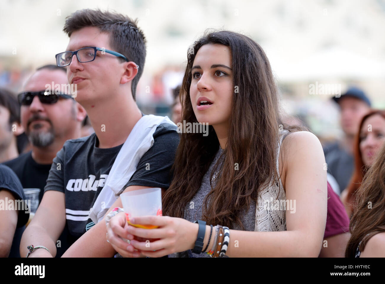 VALENCIA, SPAIN - JUN 10: The crowd at Festival de les Arts on June 10, 2016 in Valencia, Spain. Stock Photo